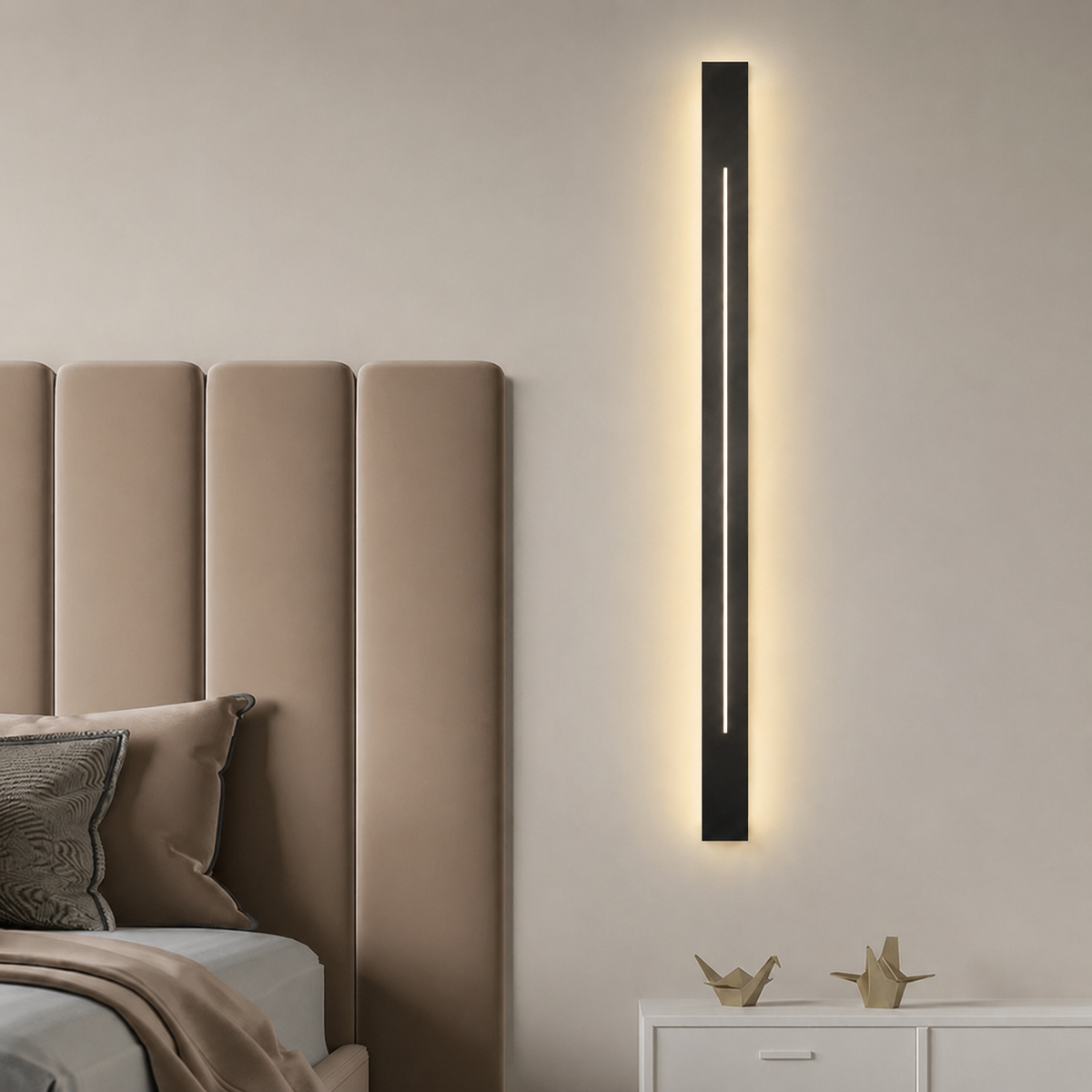 The Beam linear LED wall light in black, slim wall-mounted profile — Selden Home product photography (7)