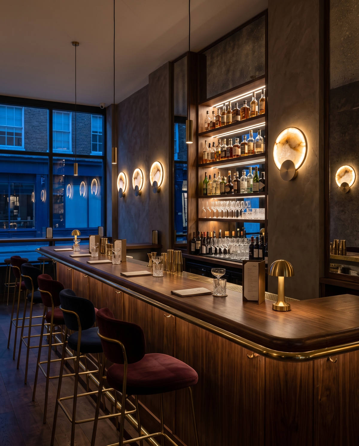 The Eclipse marble wall light – Soho cocktail bar