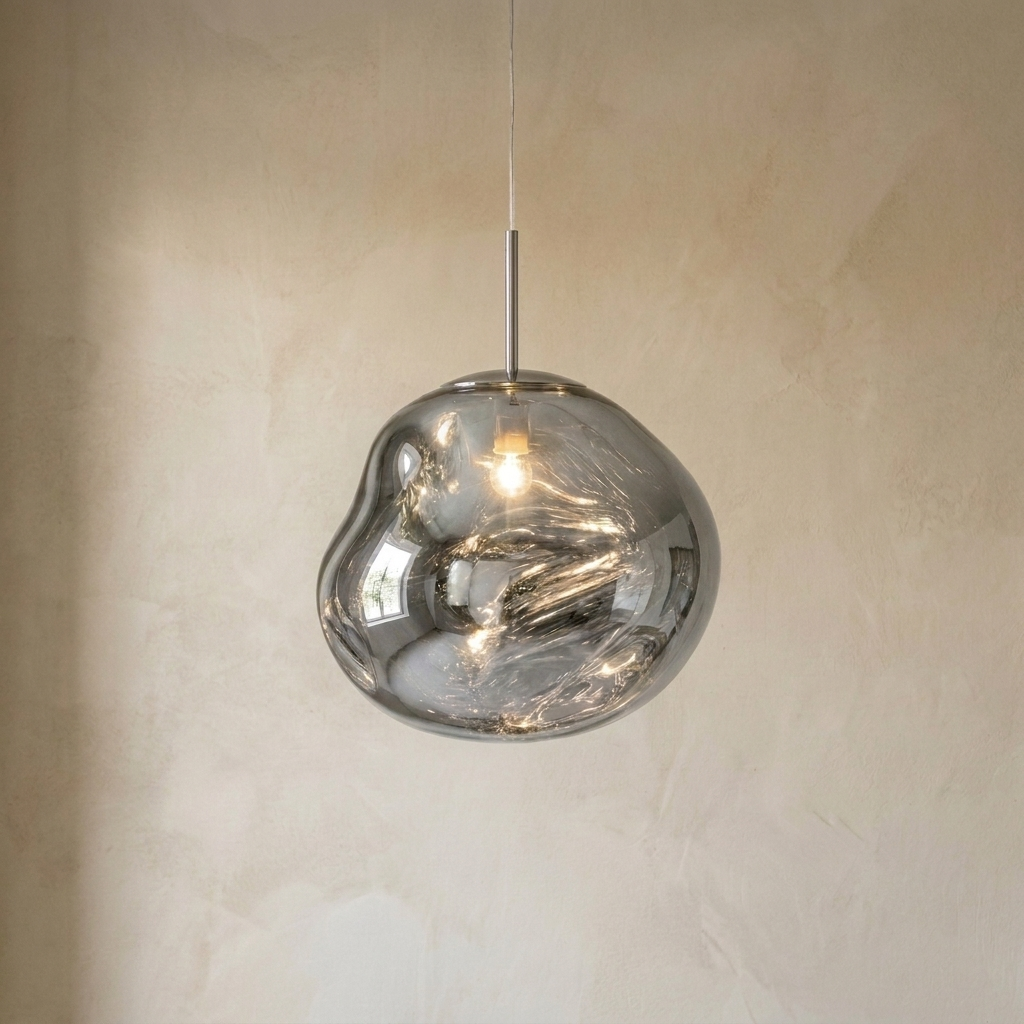 The Ember close-up detail of chrome molten acrylic texture — Selden Home product photography