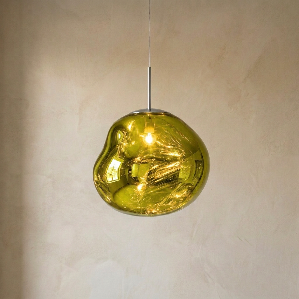 The Ember close-up detail of green molten acrylic texture — Selden Home product photography