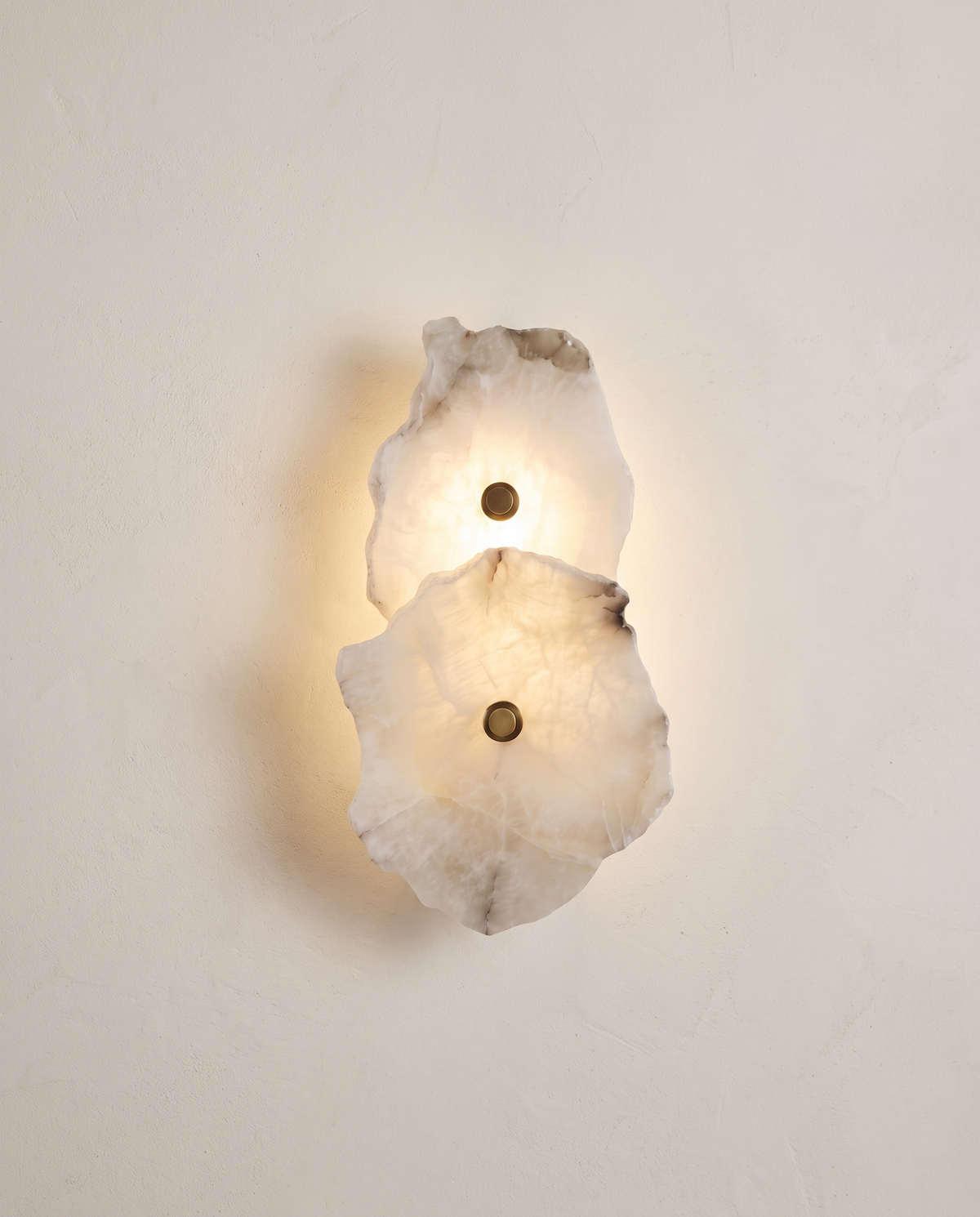 The Strata Wall Light – 2 Heads, backlit natural alabaster