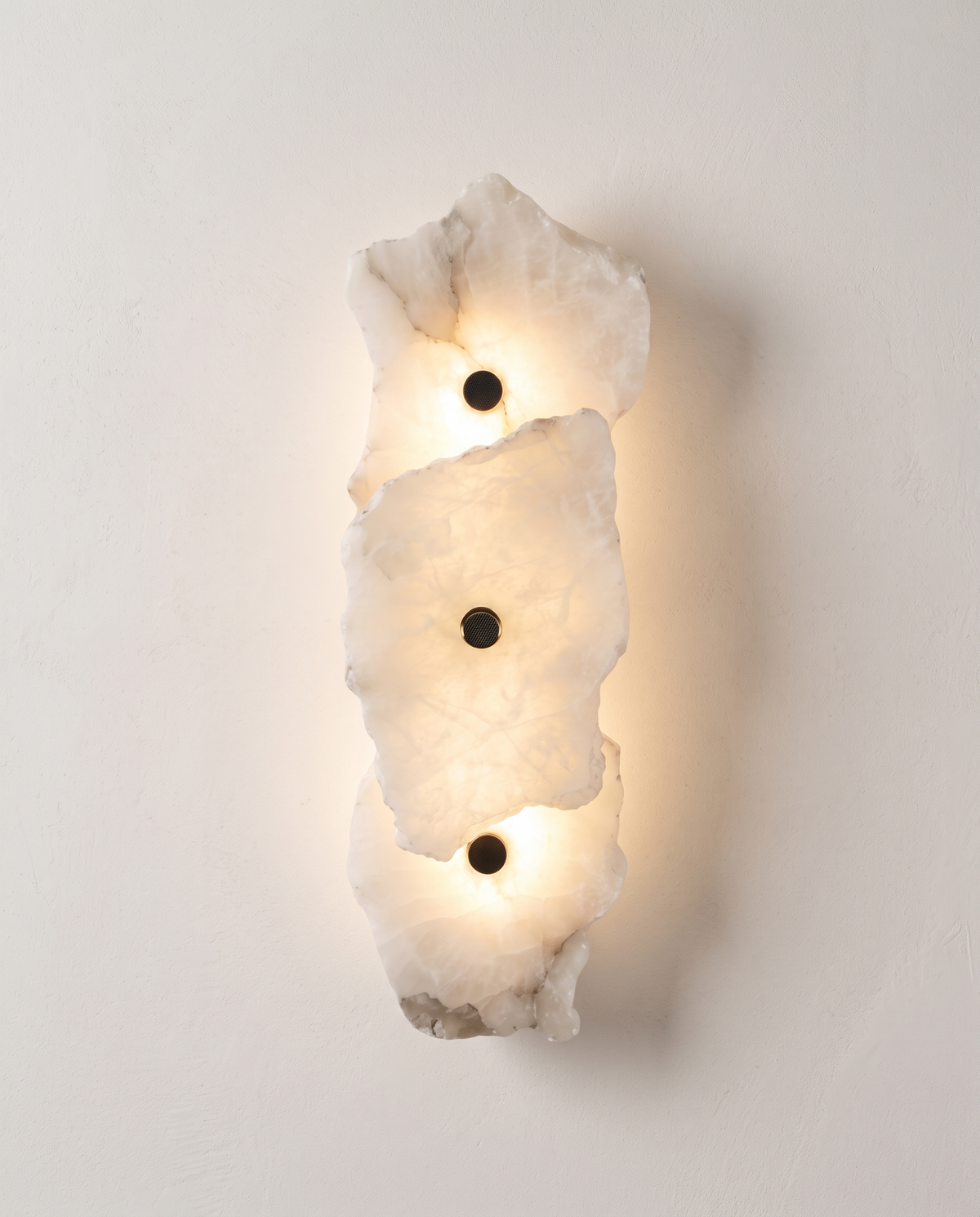 The Strata Wall Light – 3 Heads, backlit natural alabaster