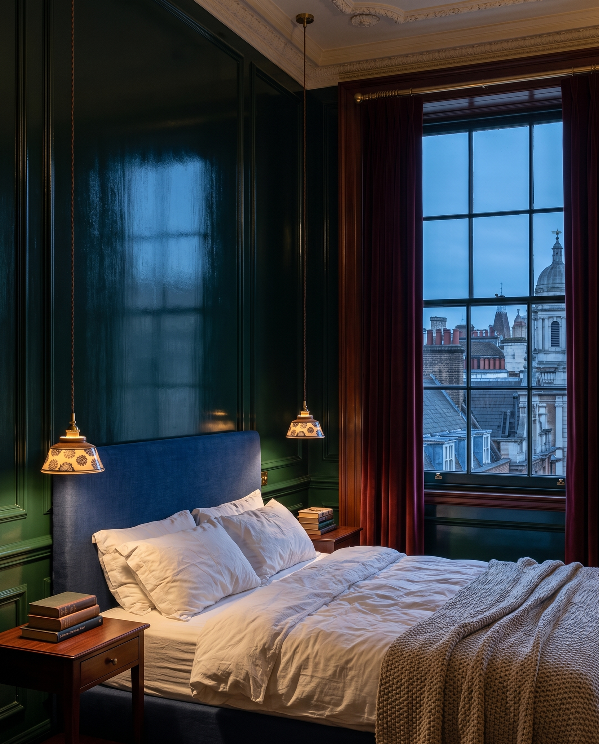 The Kiln hand-painted ceramic pendant – Bedroom, London hotel