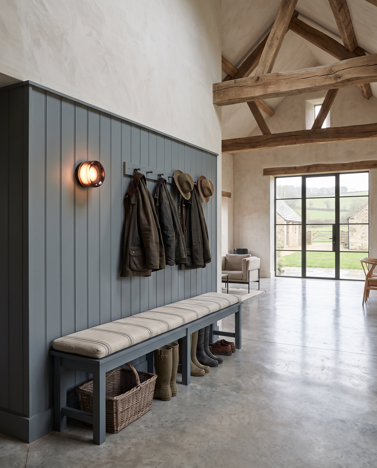 The Halo glass wall light – Boot room, Cotswold barn conversion