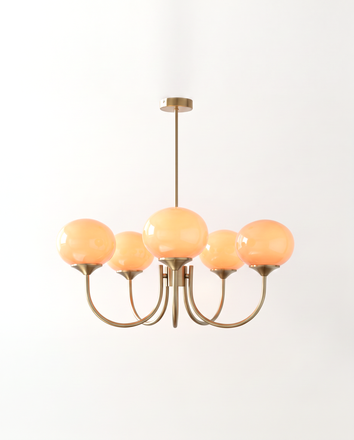 The Bonbon Chandelier in Brass & Tangerine
