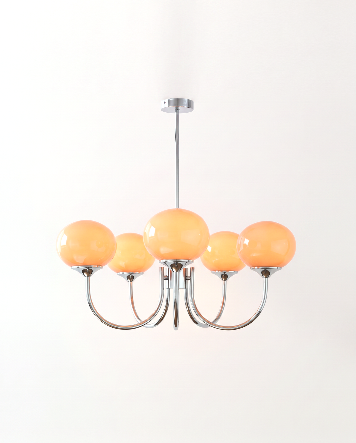 The Bonbon Chandelier in Chrome & Tangerine