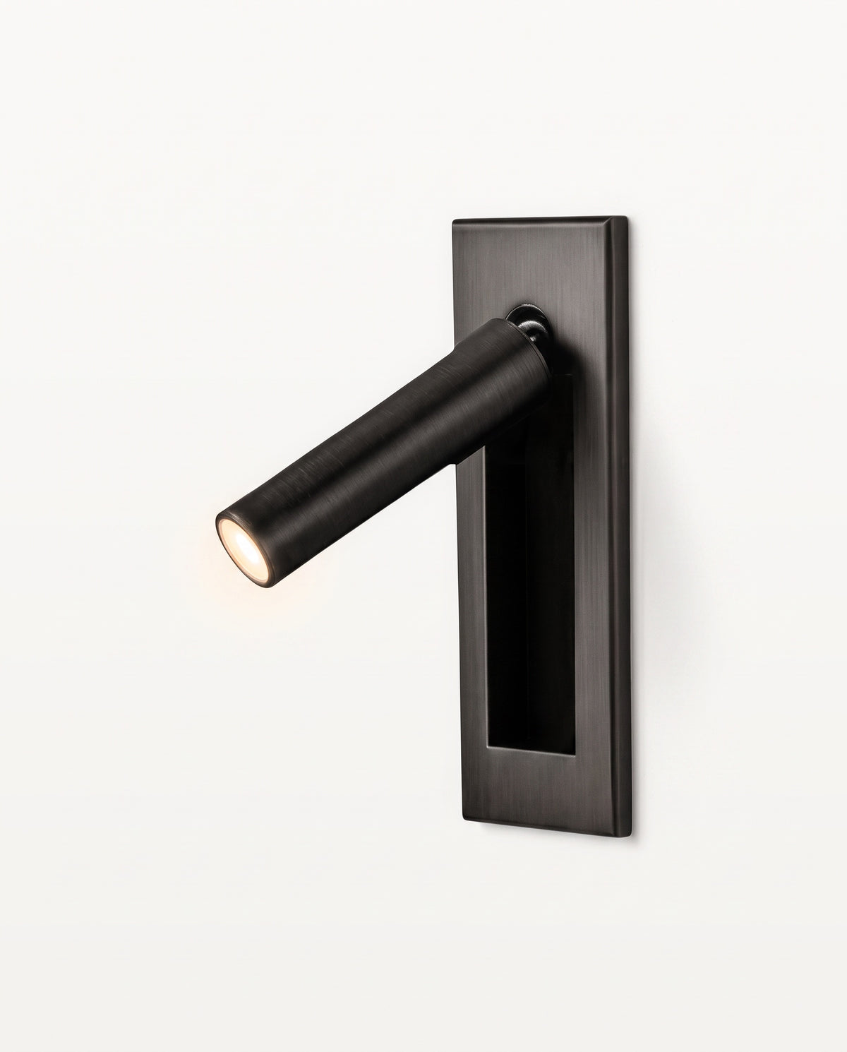 The Bookmark Wall Light in Jet with a round arm