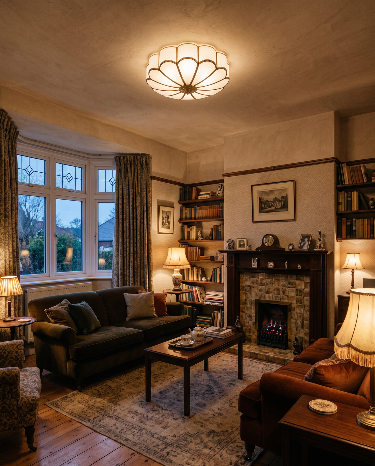 The Camellia 60 cm in a 1930s living room with a bay window