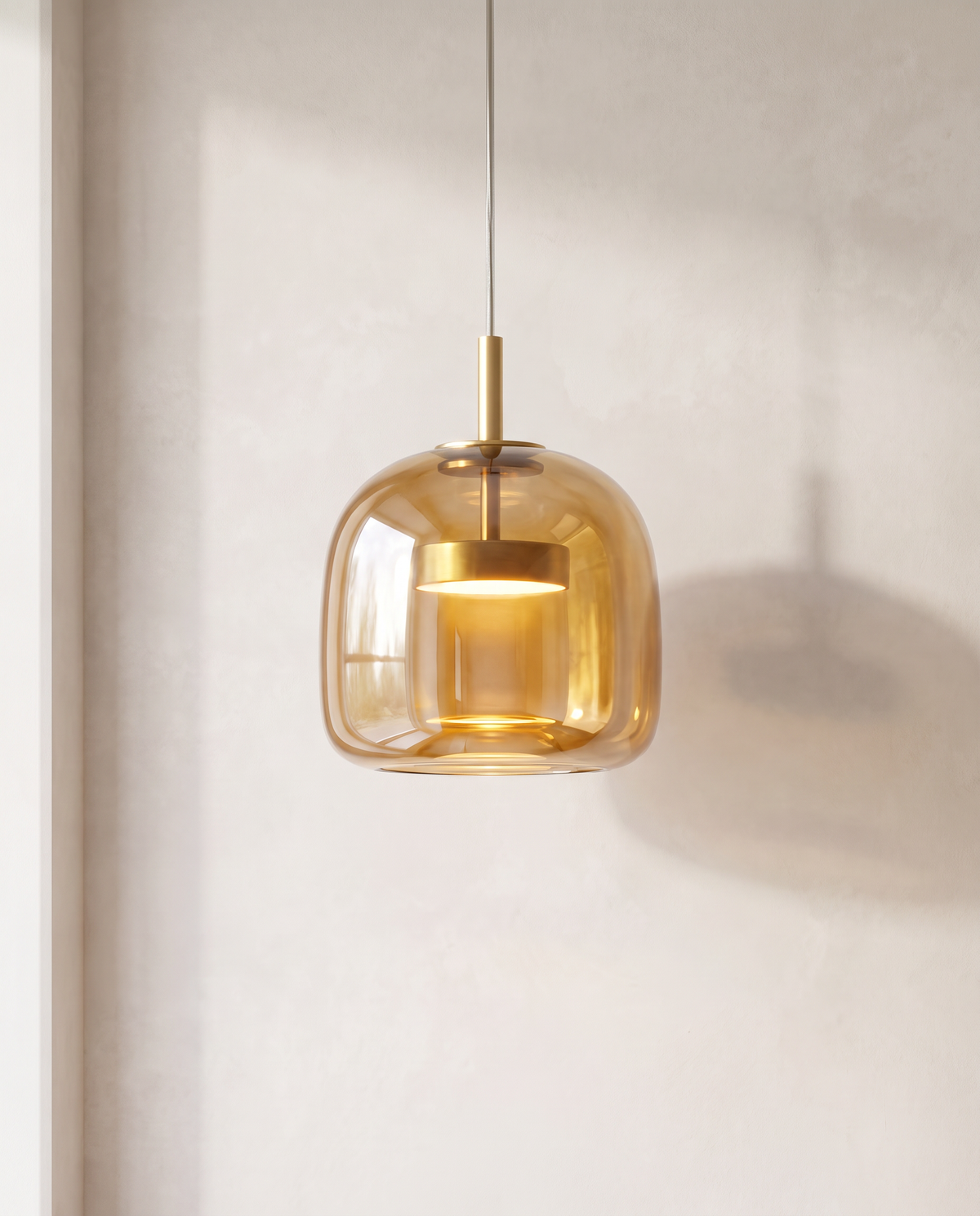 The Capsule Pendant, small, in amber glass