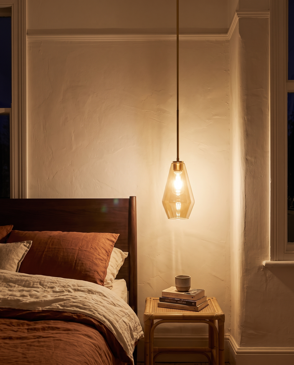 A 17 cm amber Carafe as a bedside light
