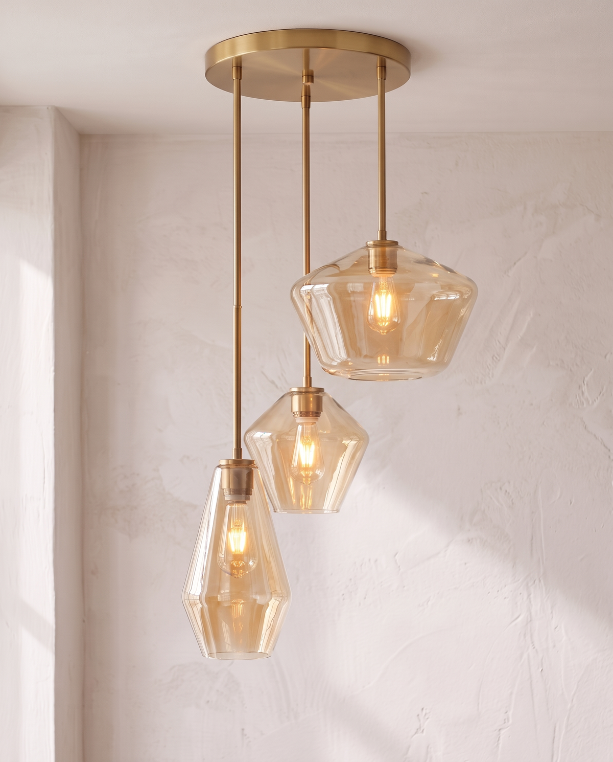 The Carafe Cluster of Three, amber glass