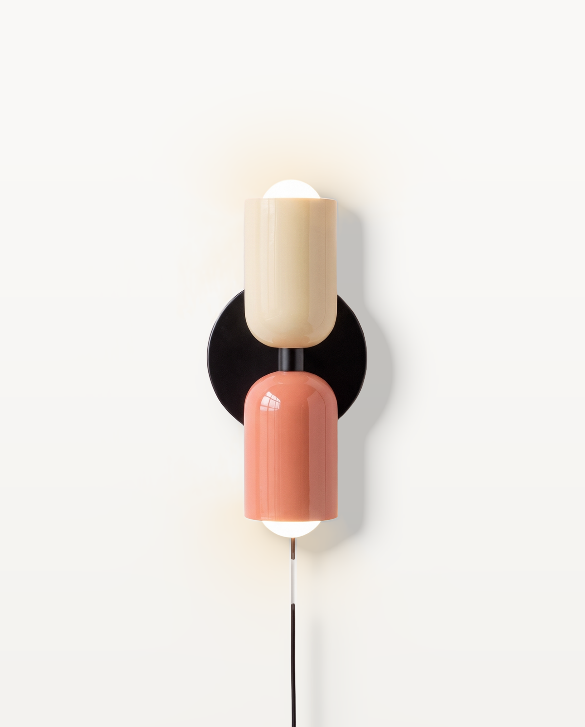 The Duet Plug-in Wall Light in Cream & Coral