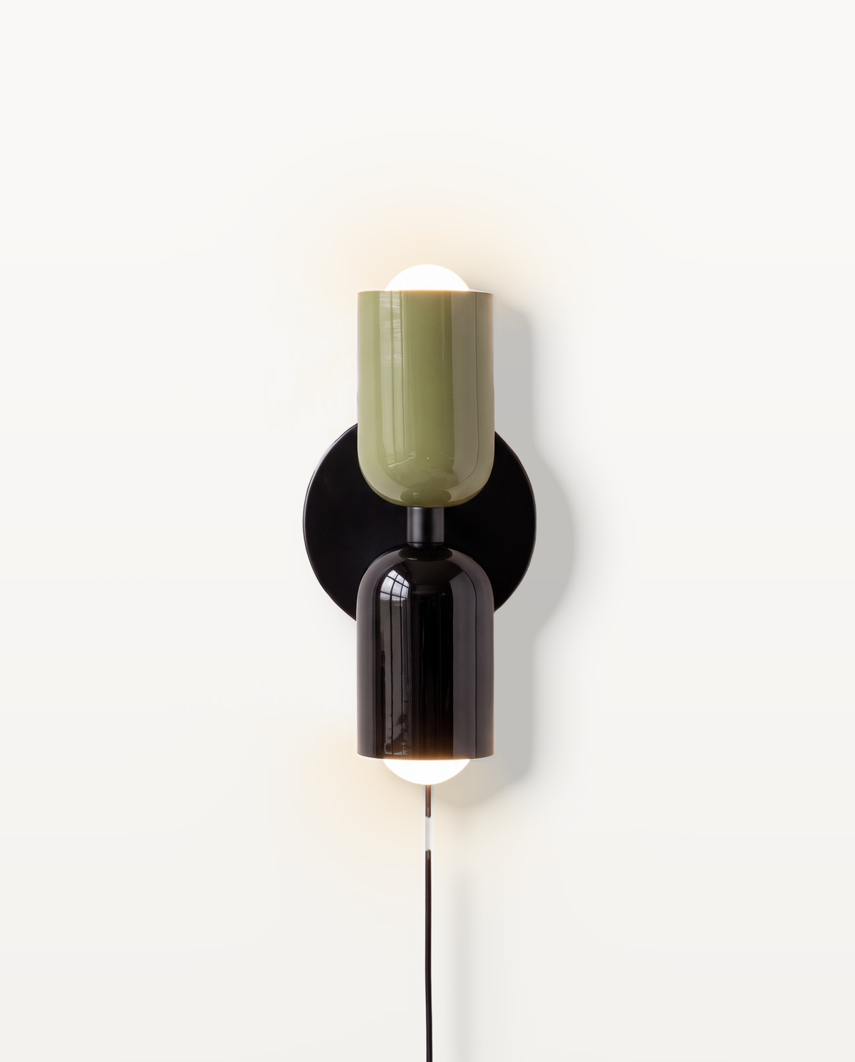 The Duet Plug-in Wall Light in Olive & Jet