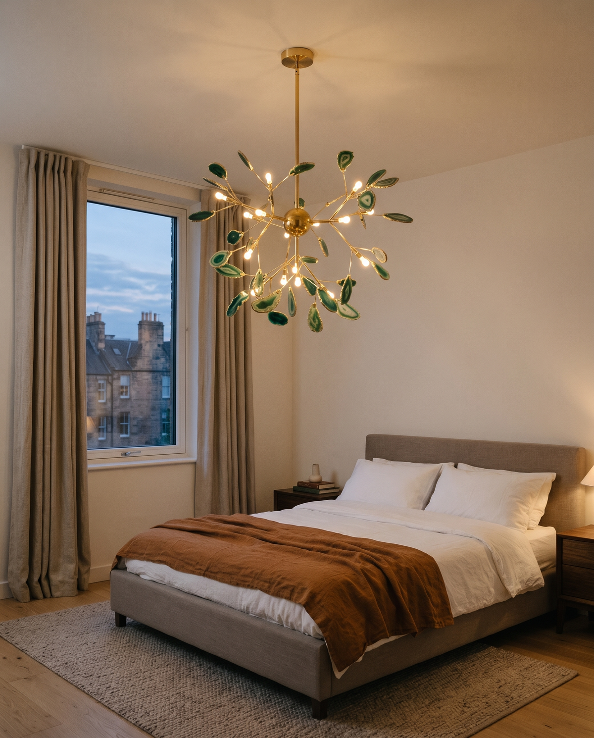 The Geode in Moss in a contemporary bedroom