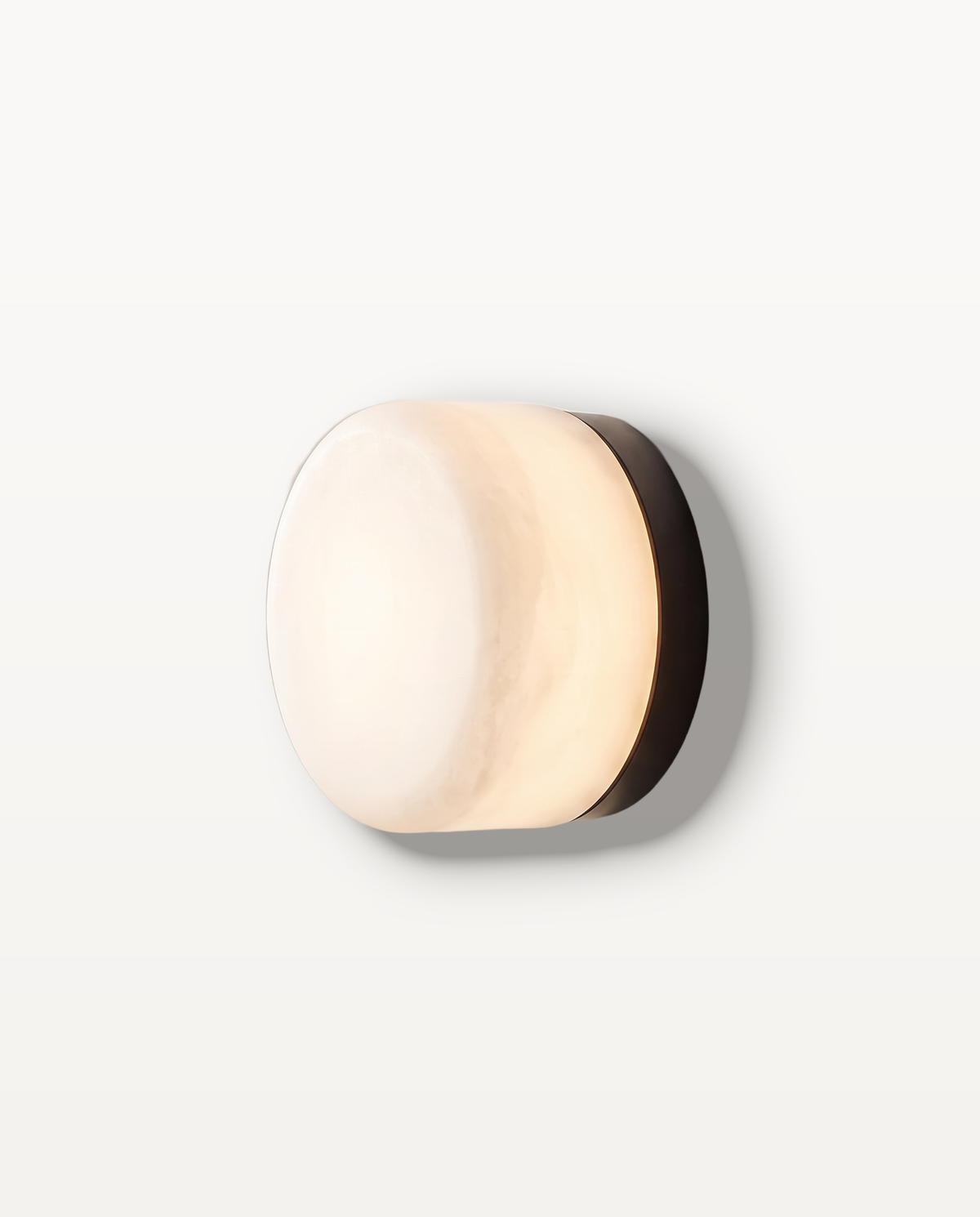The Halo Wall Light – Alabaster, opal white glass, round solid pressed-glass wall light