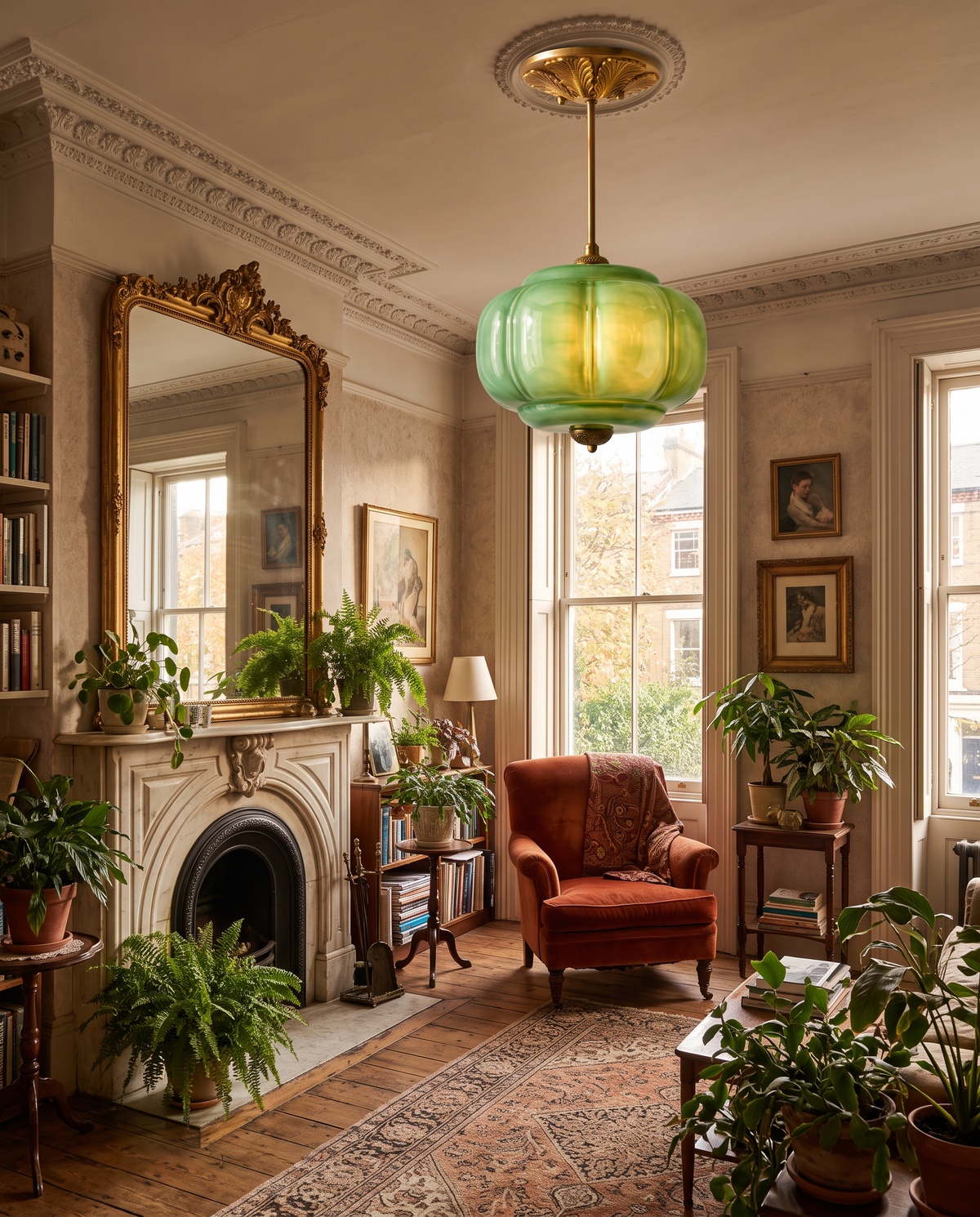 The Jade 52 cm under a high Victorian ceiling