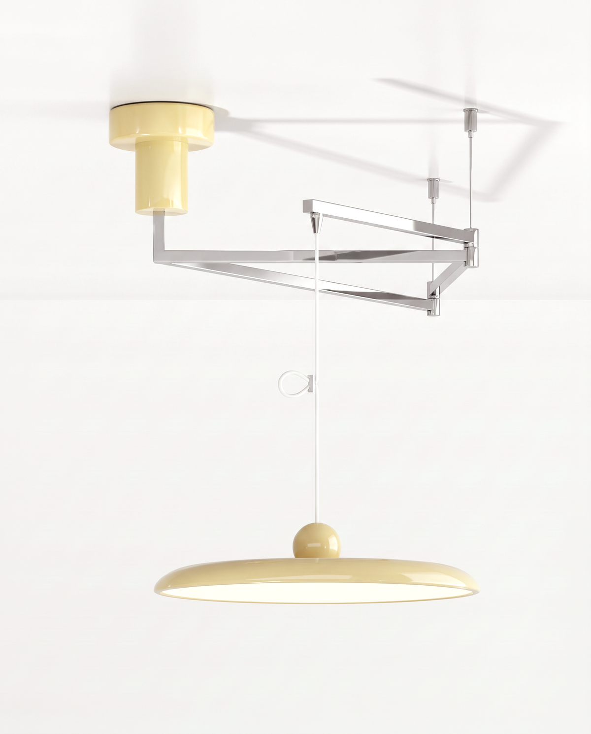 The Jib Pendant in Primrose with a chrome arm