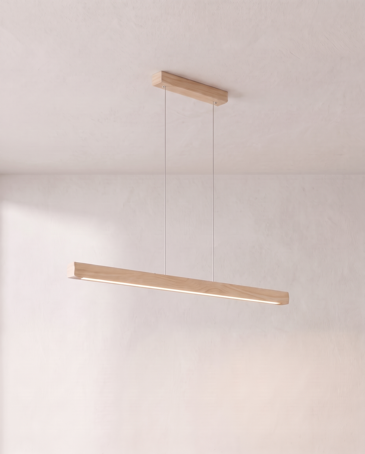 The Joist Pendant – 100 cm, Light Wood, linear LED pendant
