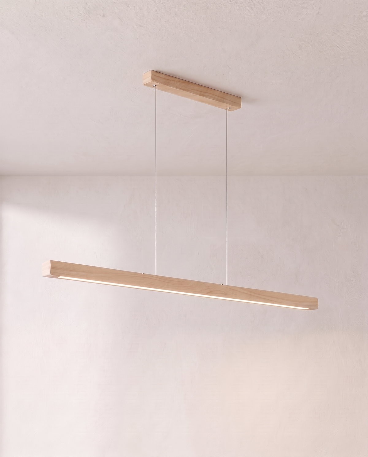 The Joist Pendant – 120 cm, Light Wood, linear LED pendant