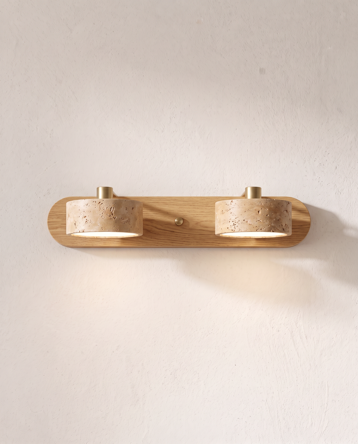 The Mantel Wall Light in Honey wood with brass fittings