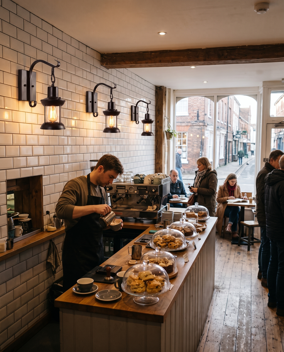 Ostlers in Jet above the counter of an independent coffee shop