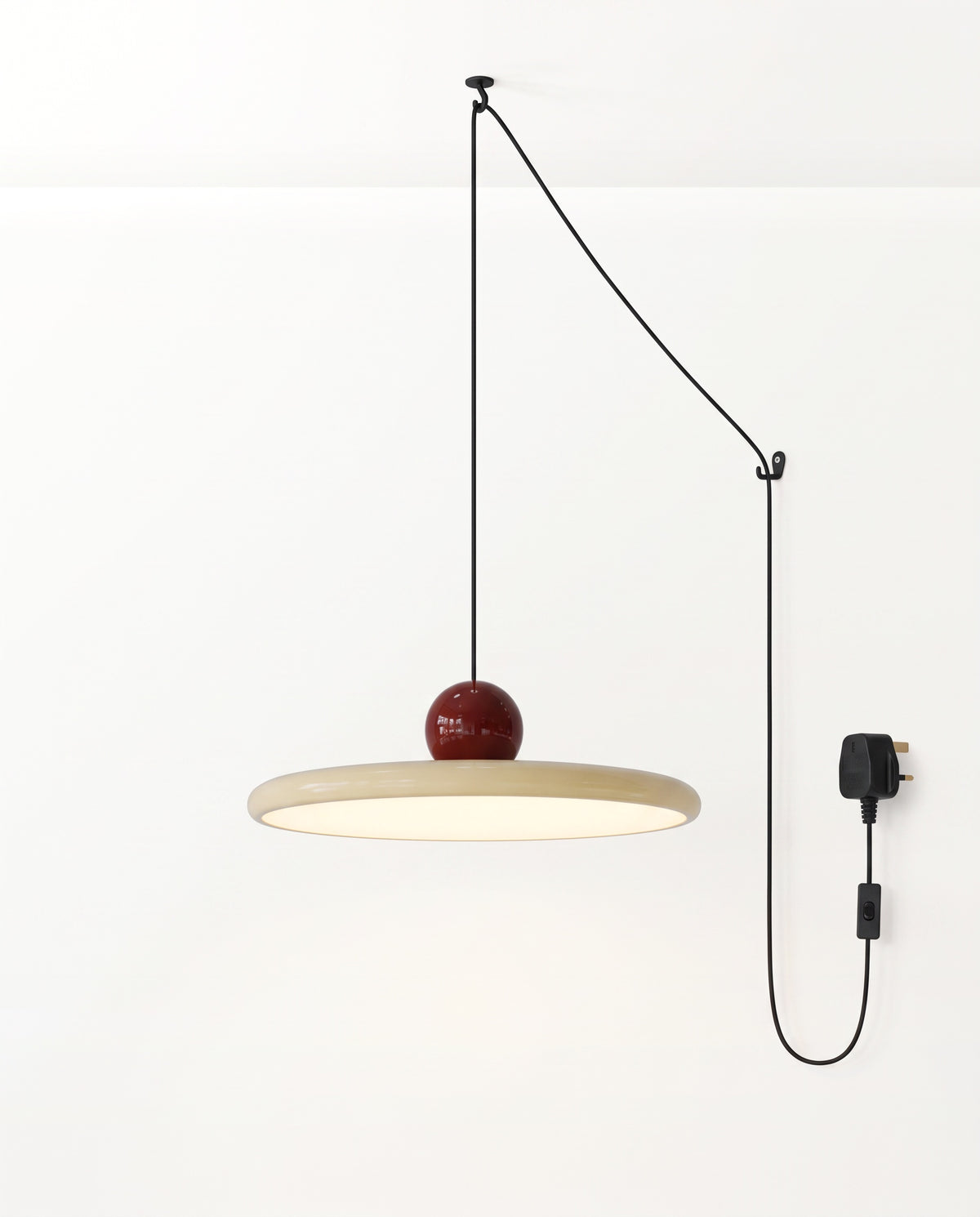 The Pulley Plug-in Pendant in Oxblood & Cream