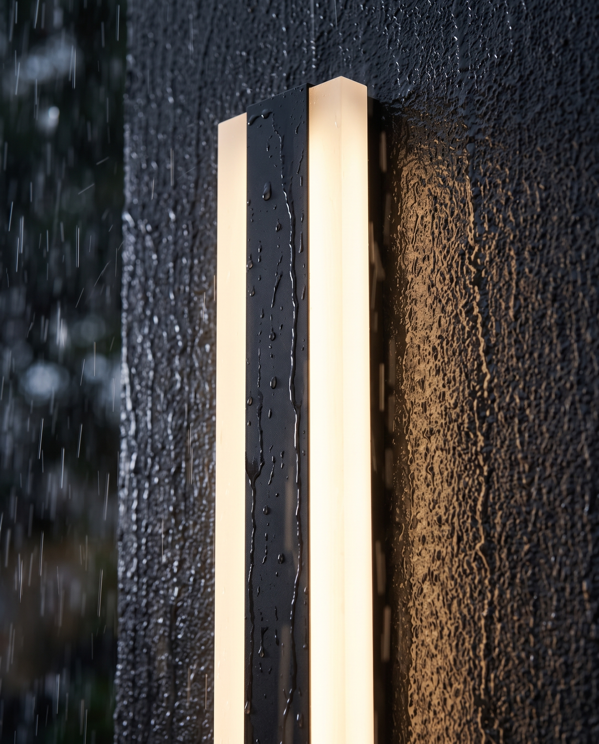 Close-up of the Sentry in driving rain, sealed to IP65 / IP66