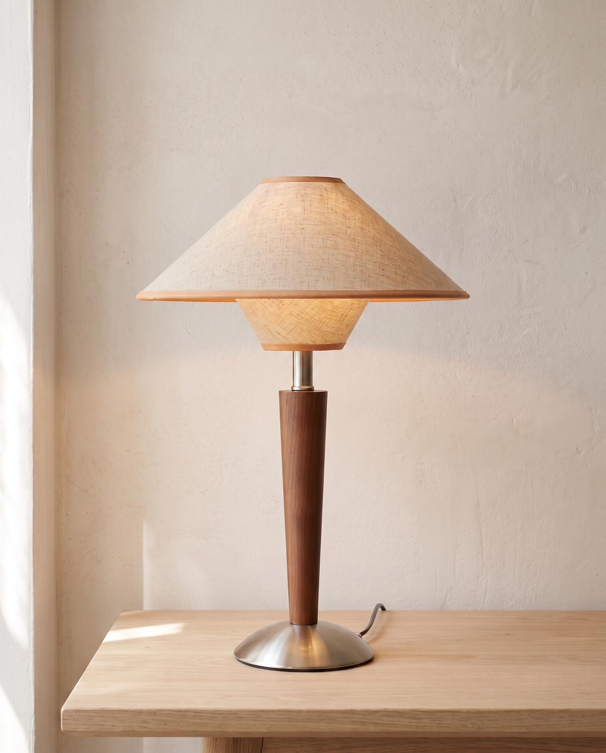The Spindle Table Lamp in Oatmeal