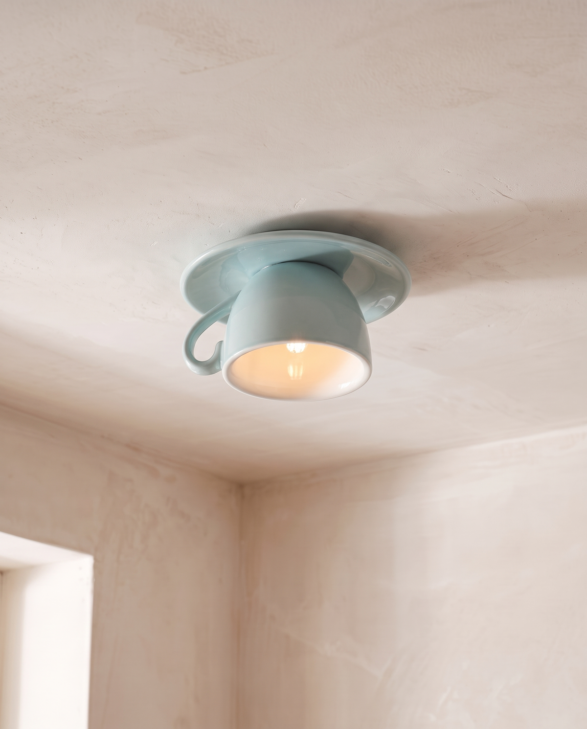 The Teacup Ceiling Light in Duck Egg