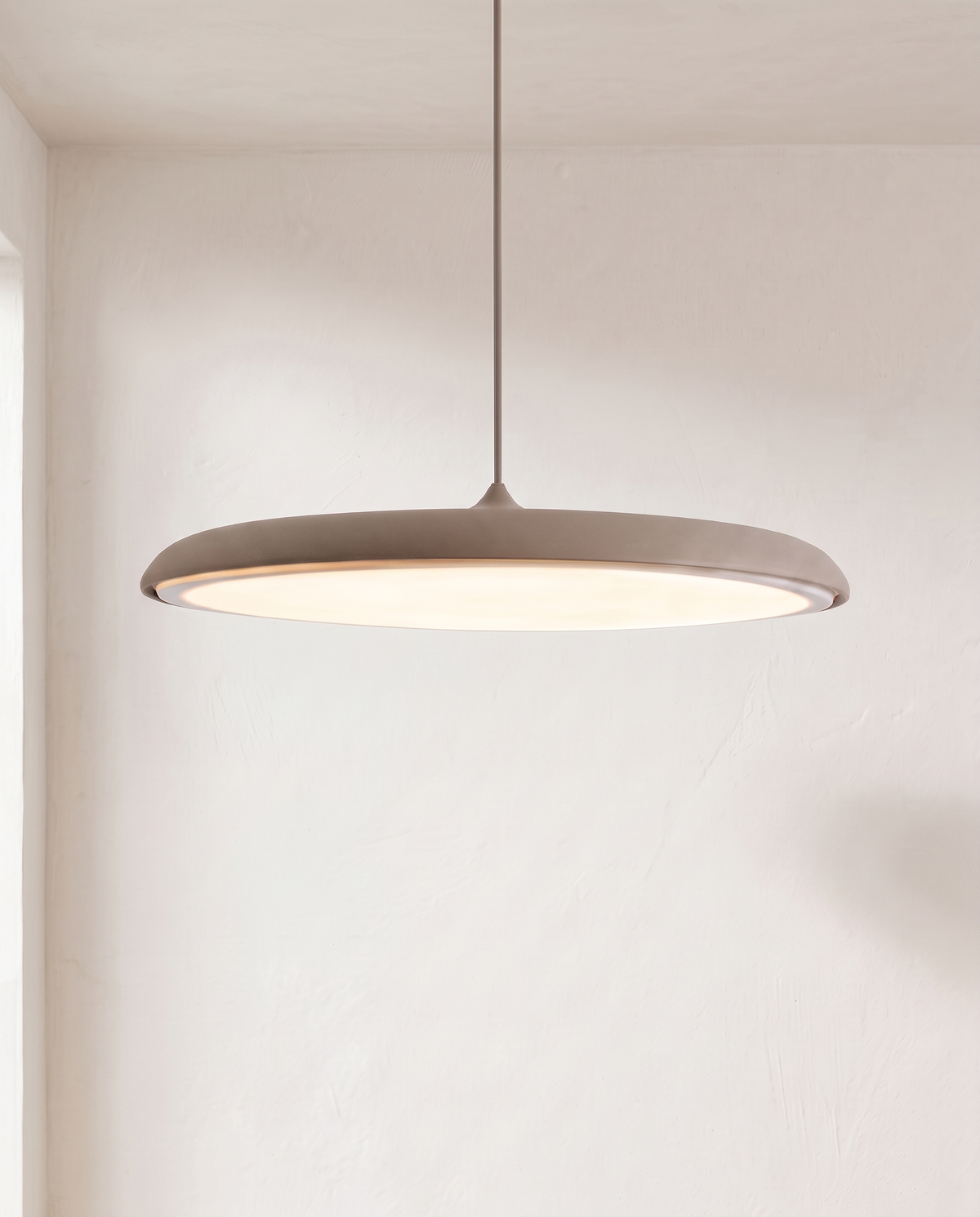 The Wafer Pendant – Grey, flat disc LED pendant