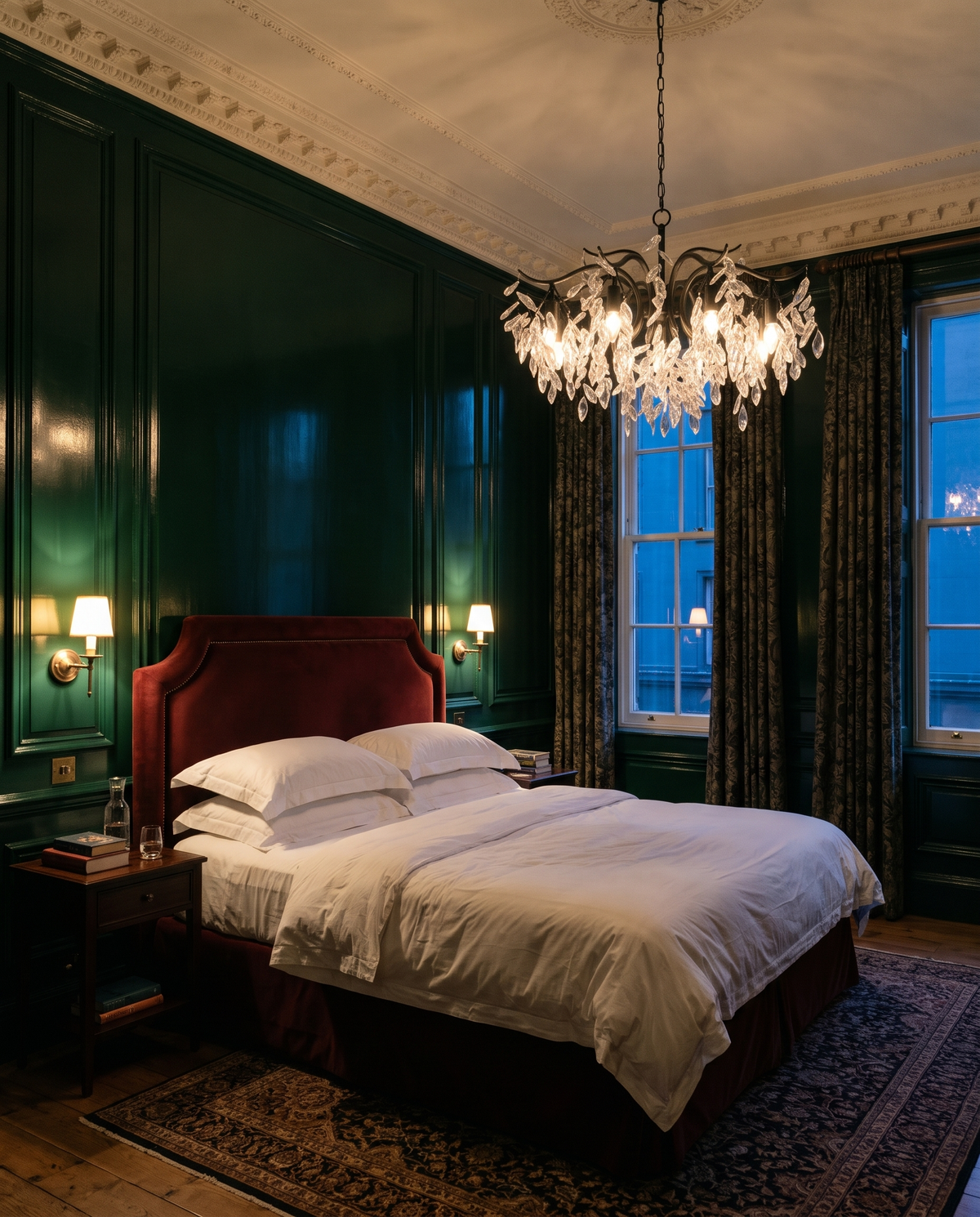 The Willow in Jet in a green-panelled London hotel suite