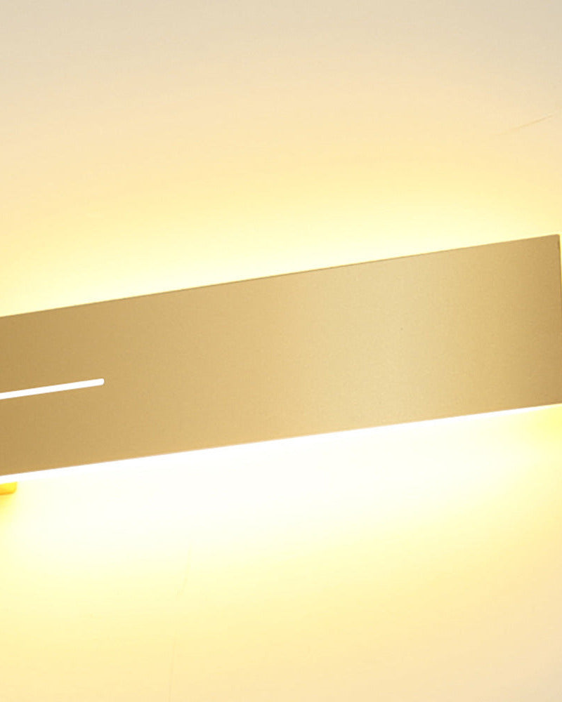 The Beam linear LED wall light, sand-finish gold face on a white body — Selden Home product photography (2)
