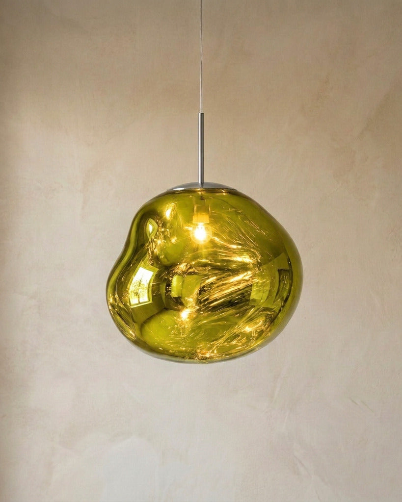 The Ember close-up detail of green molten acrylic texture — Selden Home product photography