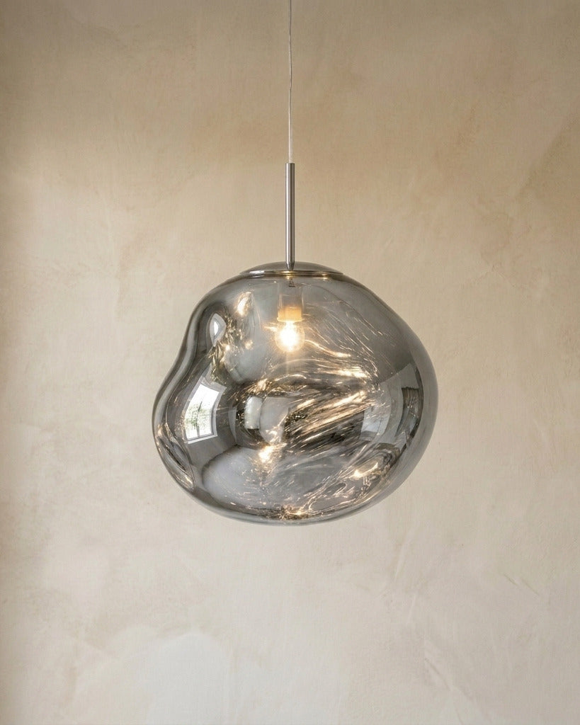 The Ember close-up detail of chrome molten acrylic texture — Selden Home product photography