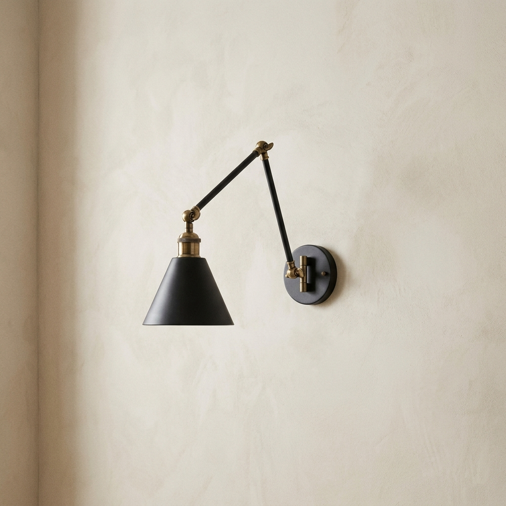Black and brass swing-arm wall light — Selden Home