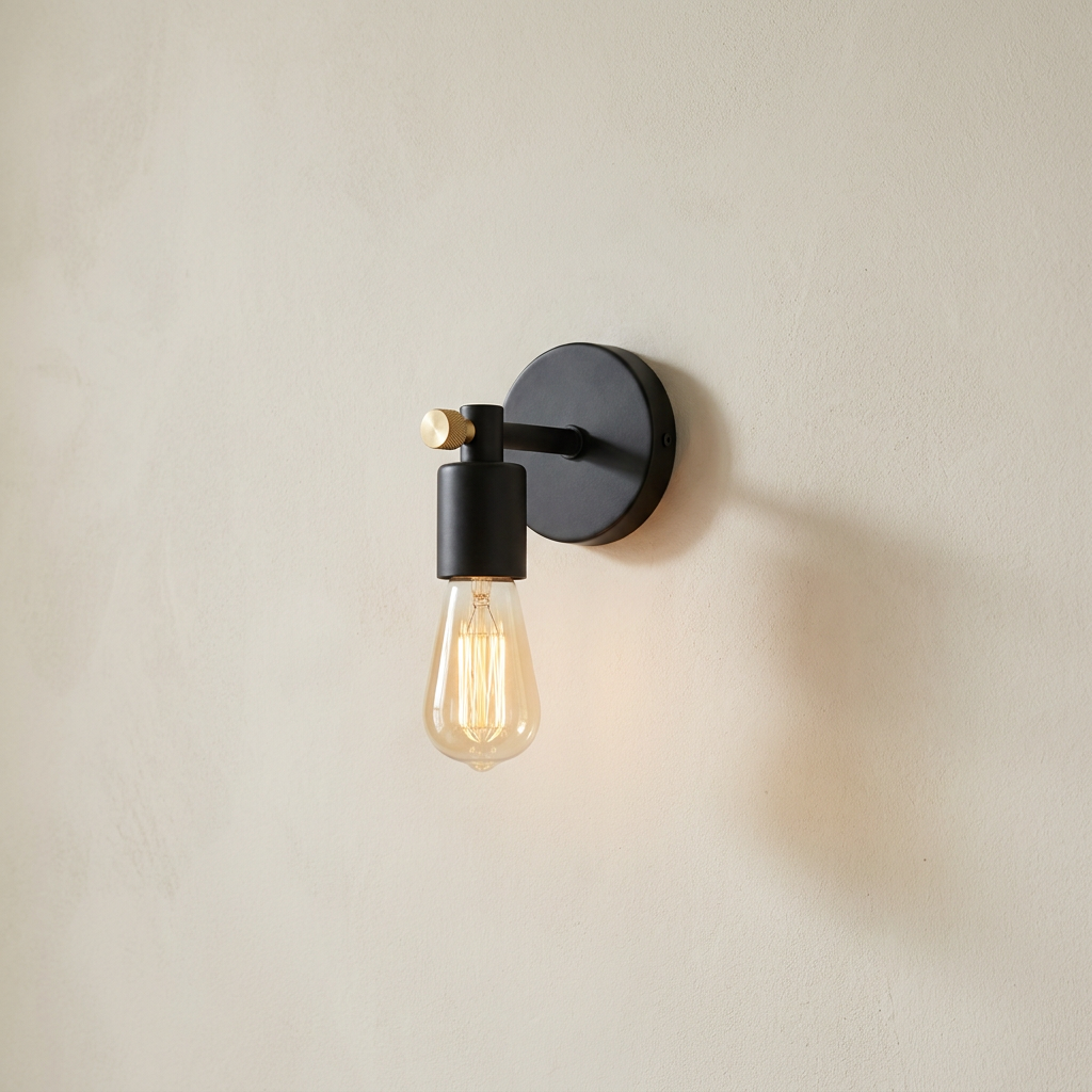 Matte black bare-bulb wall sconce — Selden Home