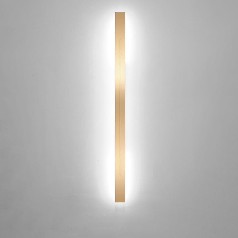 The Beam linear LED wall light, sand-finish gold face on a white body — Selden Home product photography (5)