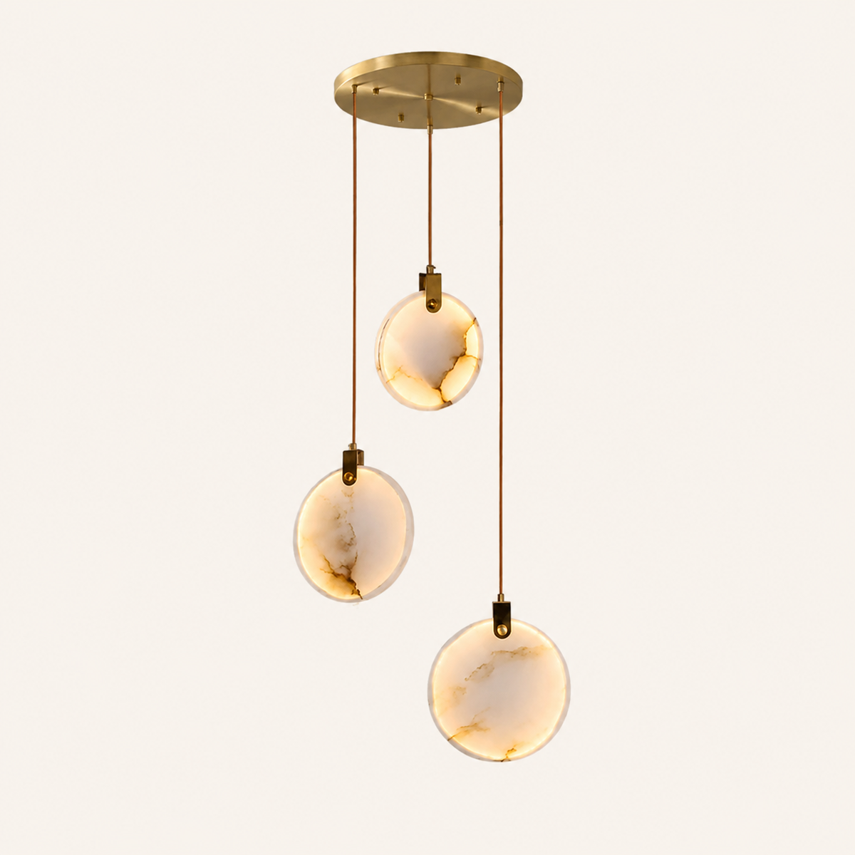 The Cascade alabaster disc chandelier for stairways — Selden Home (2)