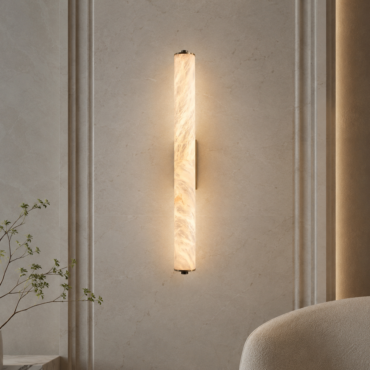 The Quill marble up-and-down wall light on a copper body — Selden Home (5)