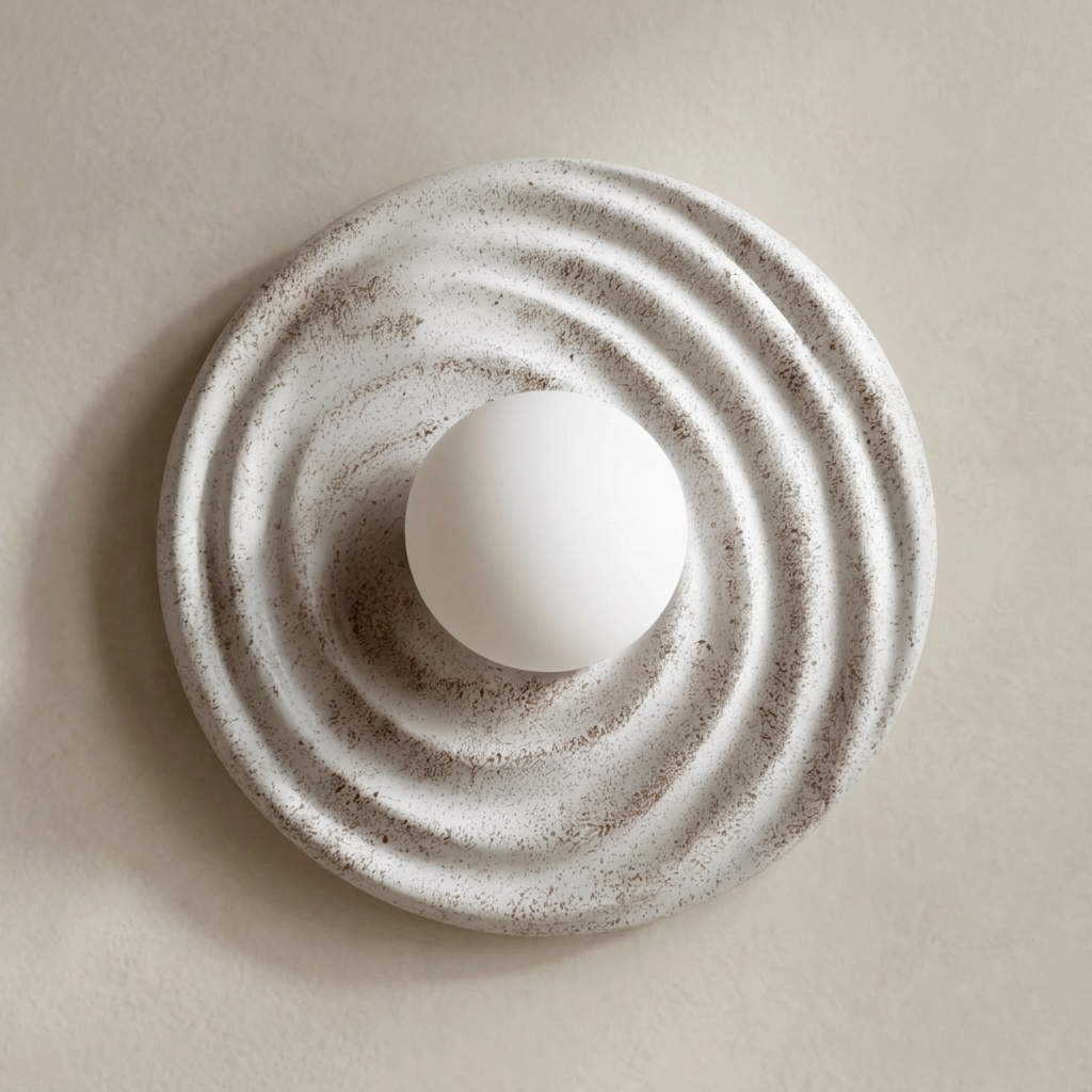 The Heirloom, detail of the antique-white ring texture, unlit — Selden Home product photography