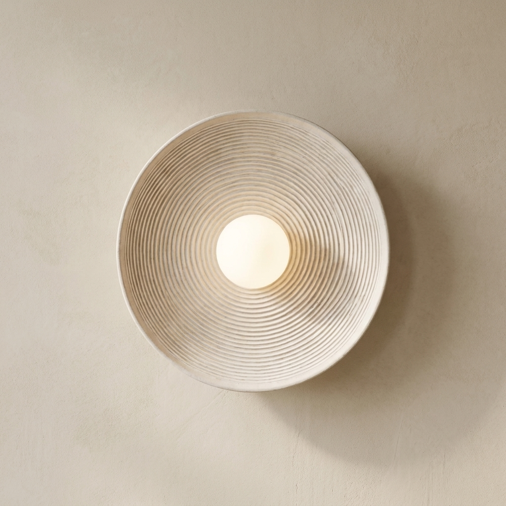 The Cocoon, rounded resin wall light casting a soft, enveloping glow — Selden Home product photography
