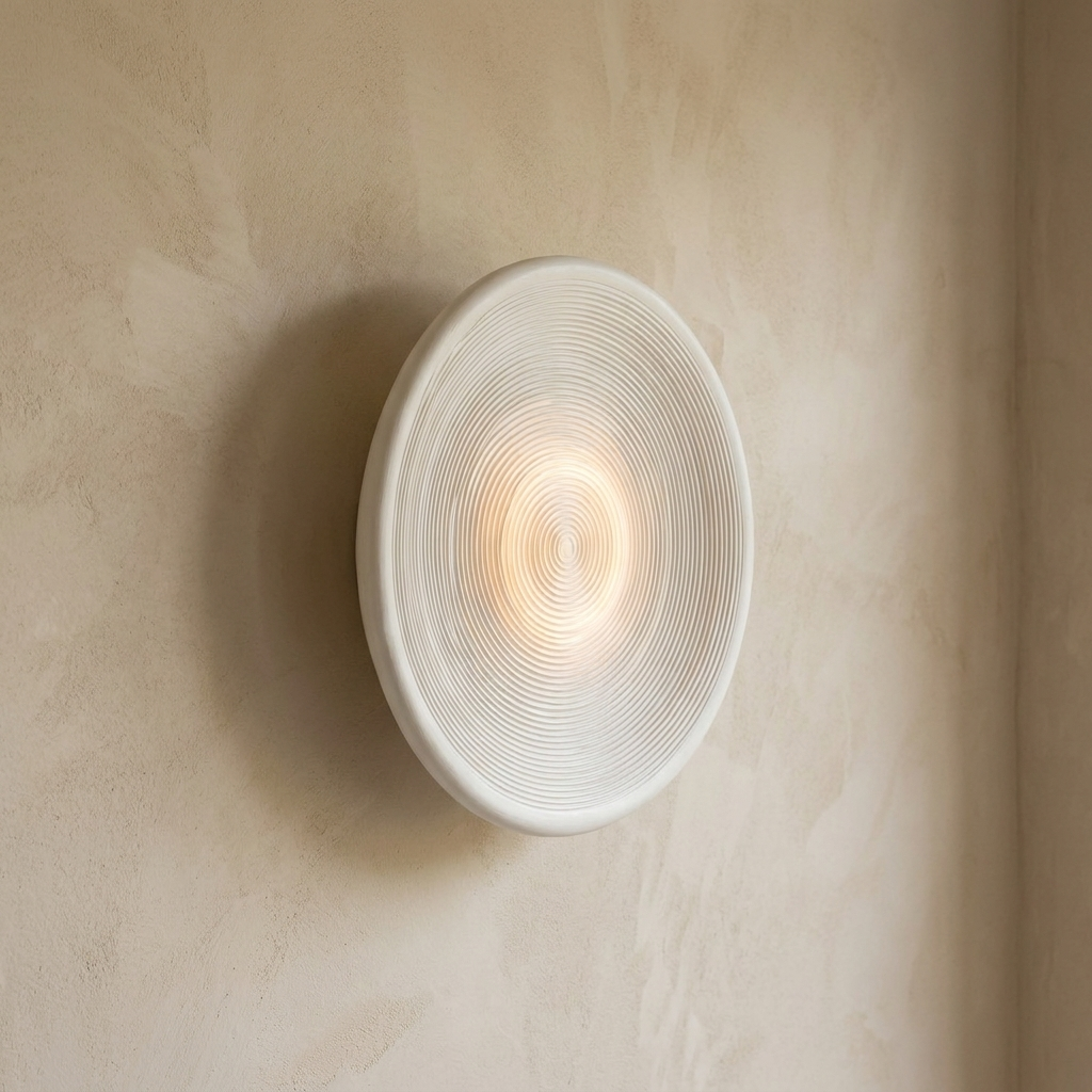The Cocoon, detail of the ribbed resin texture, lit — Selden Home product photography
