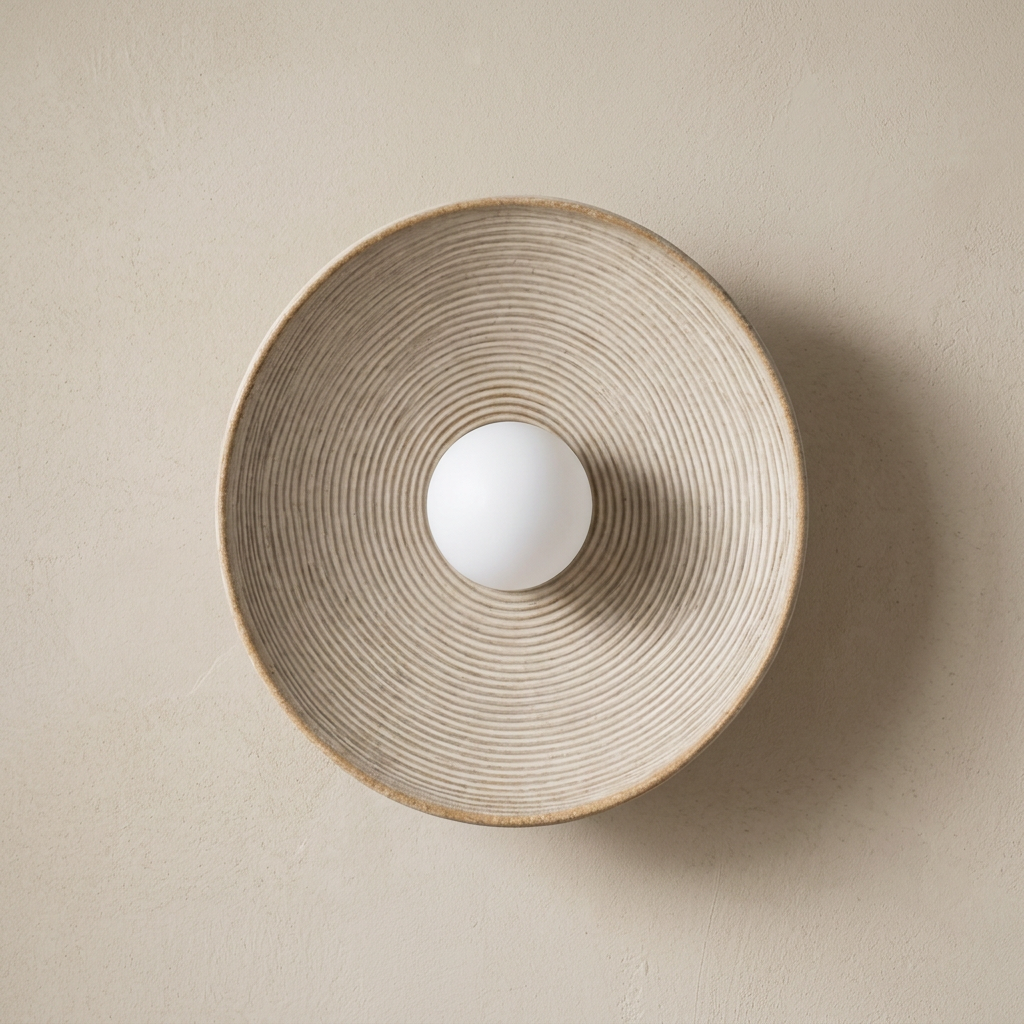 The Cocoon, rounded resin wall light, unlit, showing the sculptural curved form — Selden Home product photography