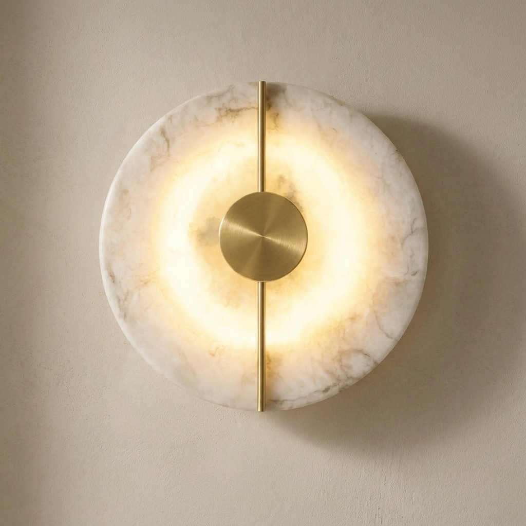 The Meridian close-up detail of marble veining and gold line — Selden Home product photography