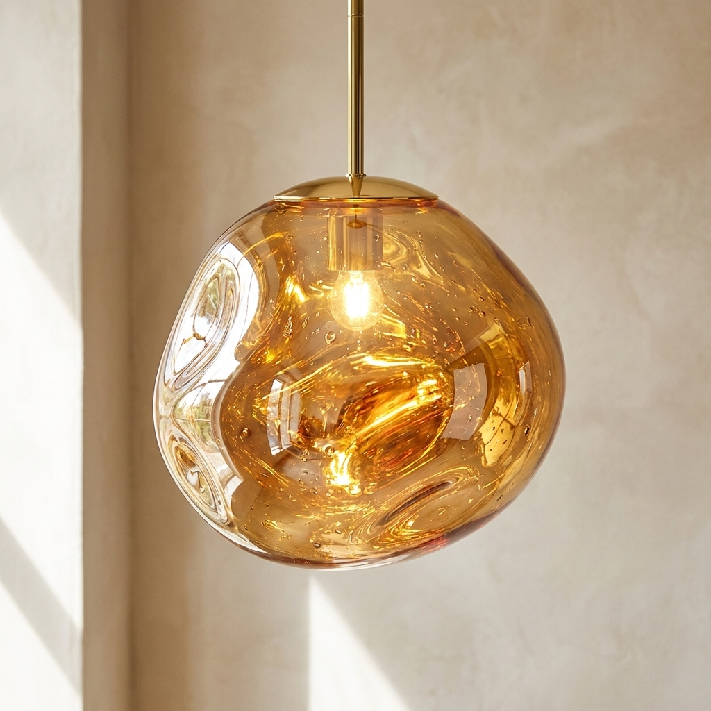 The Ember close-up detail of gold molten glass texture — Selden Home product photography
