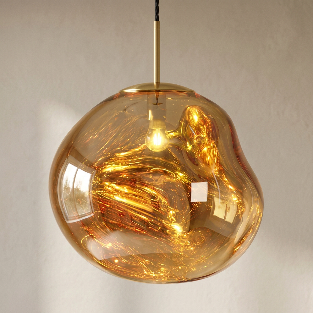 The Ember close-up detail of gold molten acrylic texture — Selden Home product photography