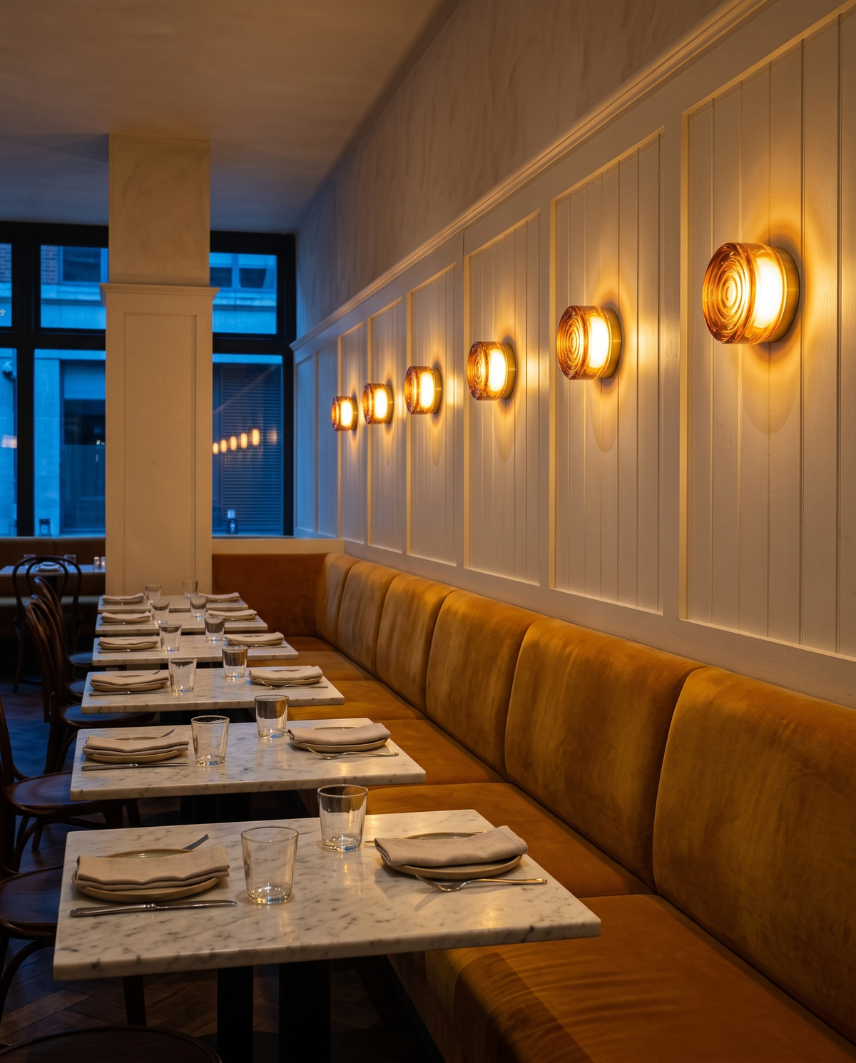 The Halo glass wall light – Modern British restaurant
