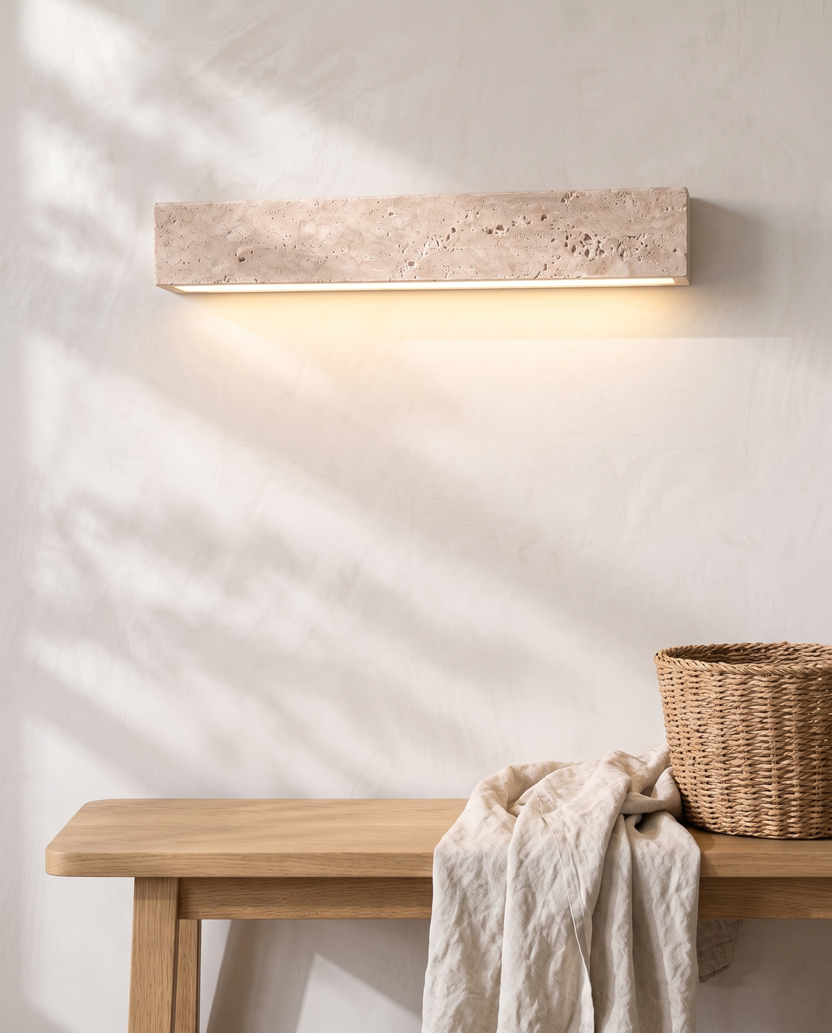 The Monolith travertine wall light – Close-up detail