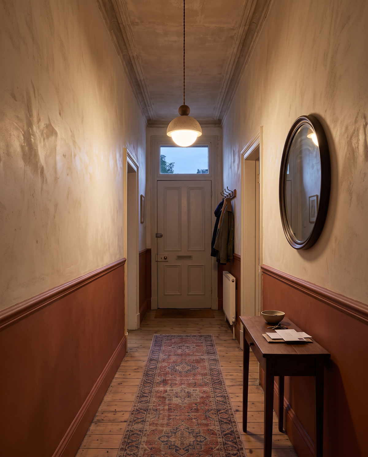 The Acorn in a terracotta and cream Victorian hallway