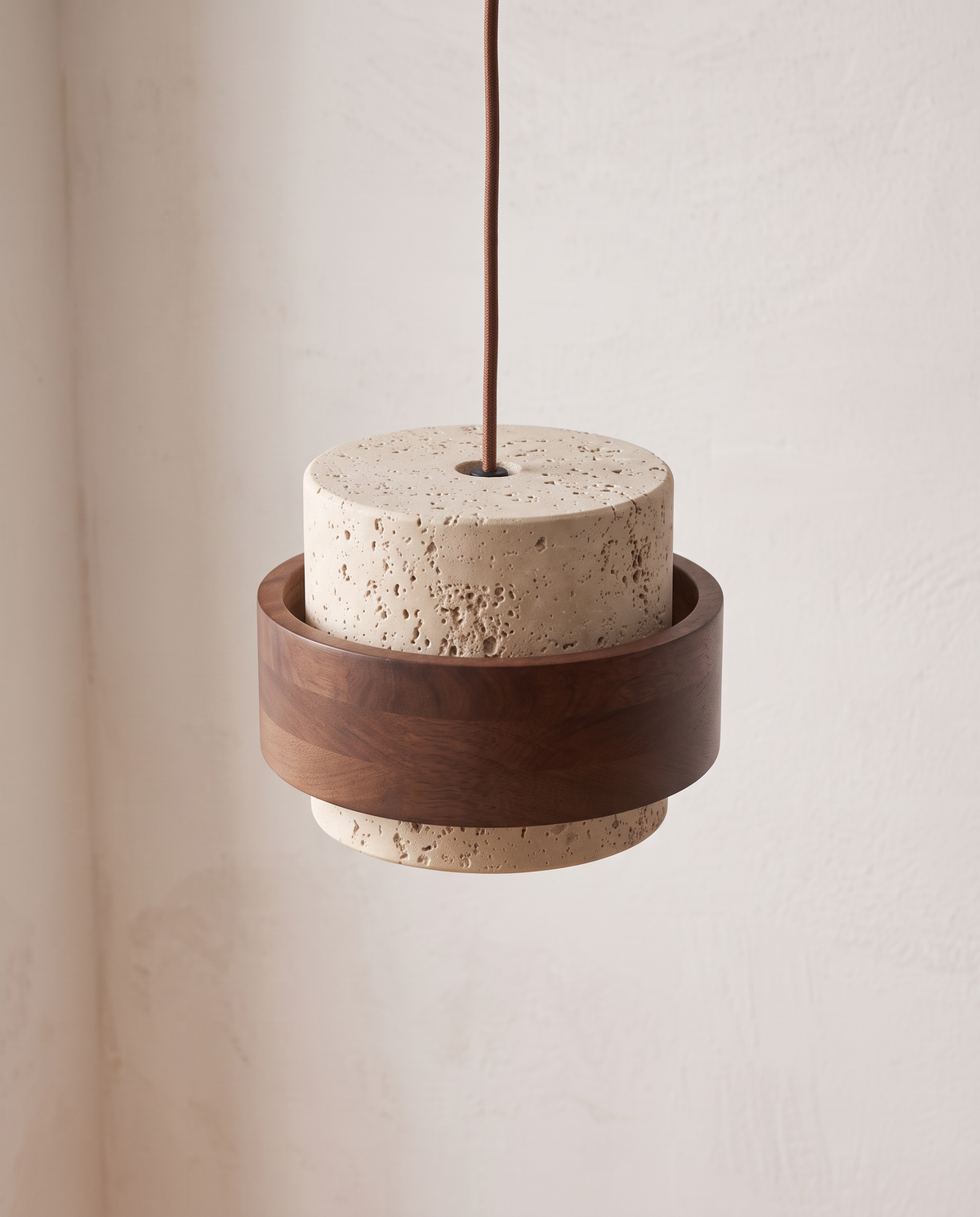 The Bobbin switched off, showing the travertine and wood grain
